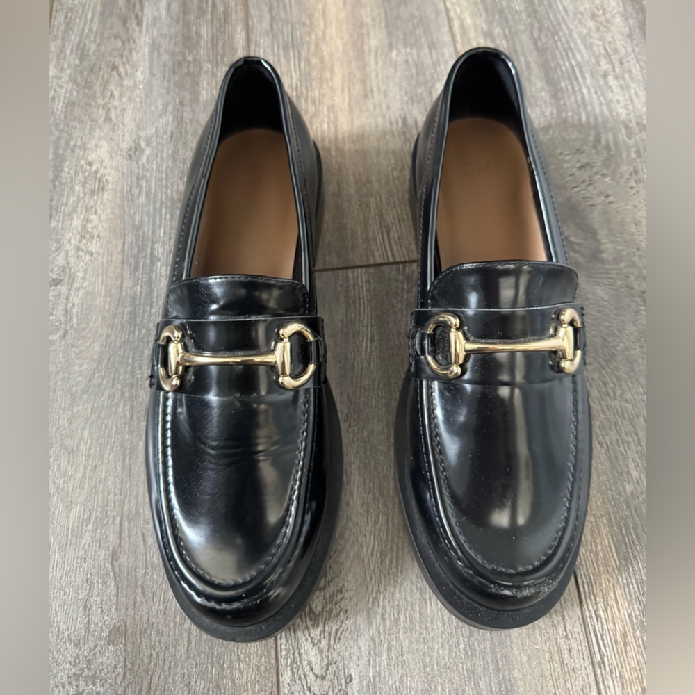 H&M Black Loafers with Gold Accent